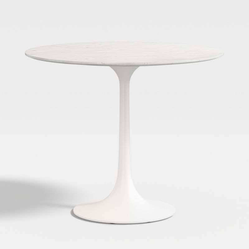 Nero 36" Round White Marble Dining Table with White Base added by Spoak Member