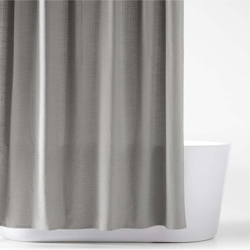 Organic Cotton Pebble Grey Seersucker Shower Curtain added by Spoak Member