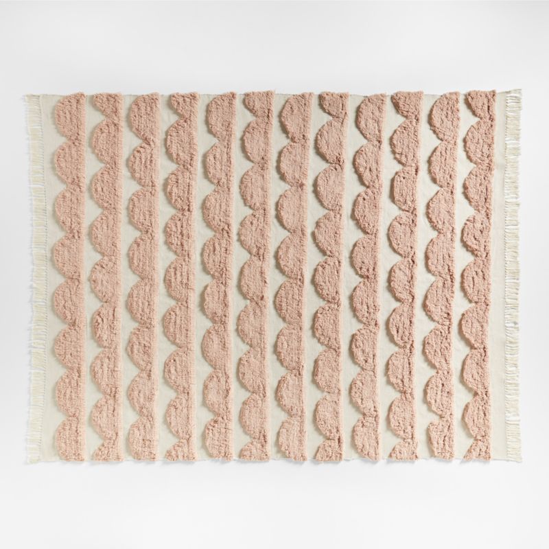Oulu Kids Handwoven Pink and White Scallop Textured Kids Rug with Fringe 8x10 | Crate & Kids added by Liz Kirby