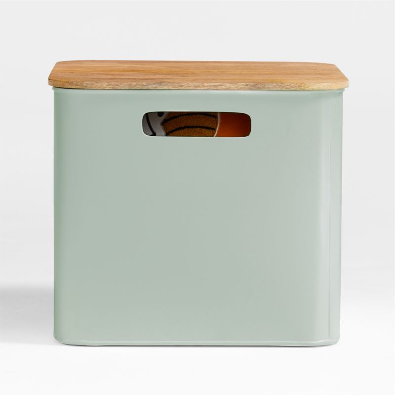 Outline Sage Large Metal Floor Storage Bin with Wood Lid added by Spoak Member