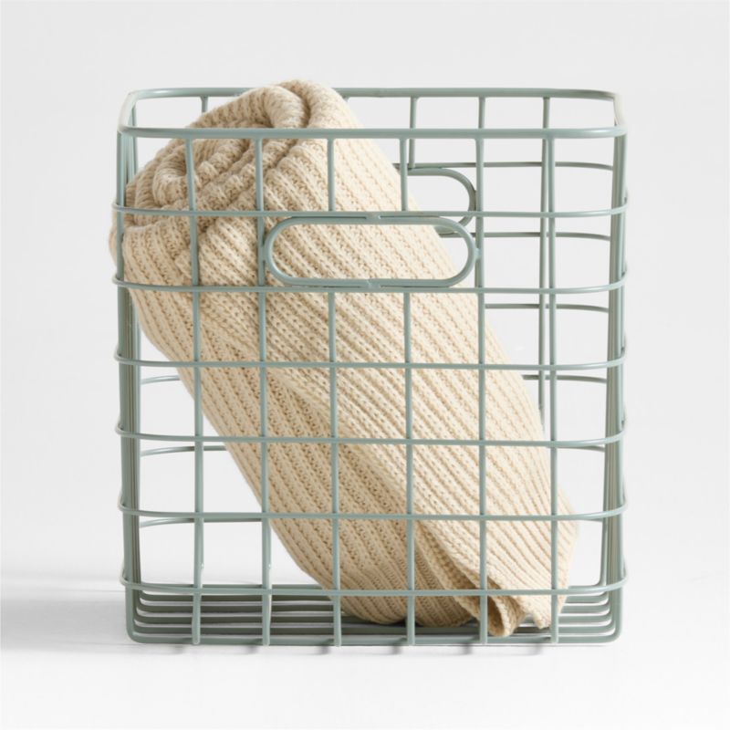 Outline Sage Wire Metal Storage Bin with Handles added by Spoak Member