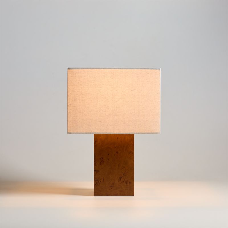Papier Burlwood Table Lamp with Linen Shade by Athena Calderone 17.44" added by Spoak Member