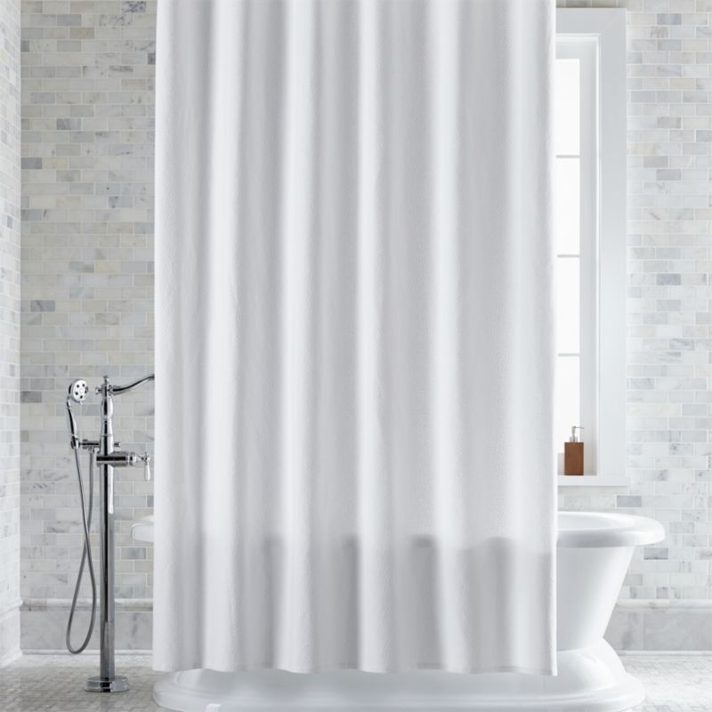 Extra-Long Organic Cotton Pebble Matelassé White Shower Curtain added by Spoak Member