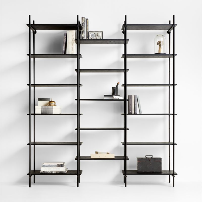 Petra Black Oak Wood and Metal Wall-Mounted 82" Bookcase Unit added by Spoak Member