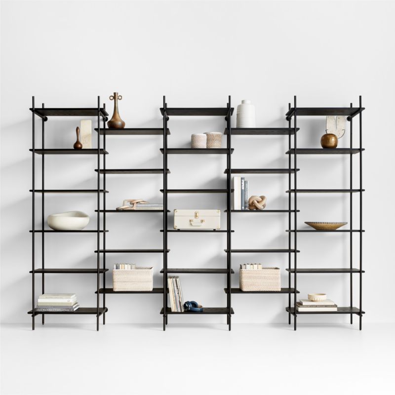Petra Black Oak Wood and Metal Wall-Mounted 137" Bookcase Unit added by Spoak Member