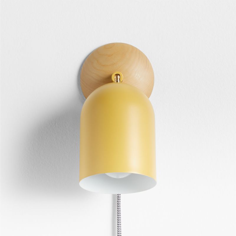 Pixi Kids Ochre Metal and Wood Plug-In Swivel Wall Sconce | Crate & Kids added by Lena Schipper