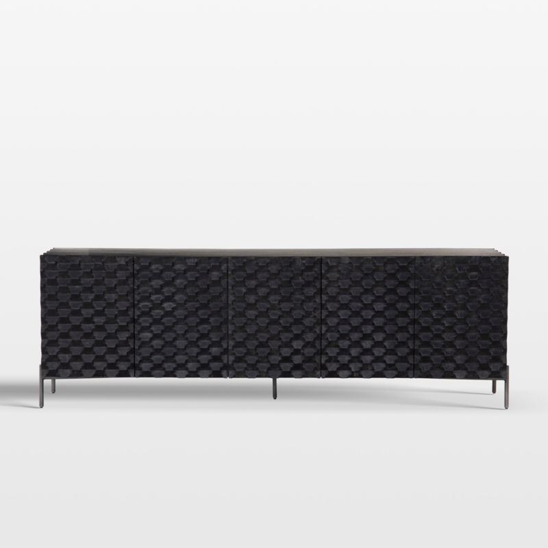 Raffael 82" Black Carved Wood Storage Media Console added by Spoak Member