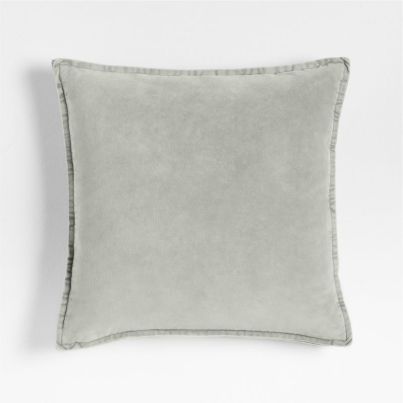 Relaxed Washed Organic Cotton Velvet 20x20 Mist Blue Throw Pillow with Down-Alternative Insert added by Spoak Member