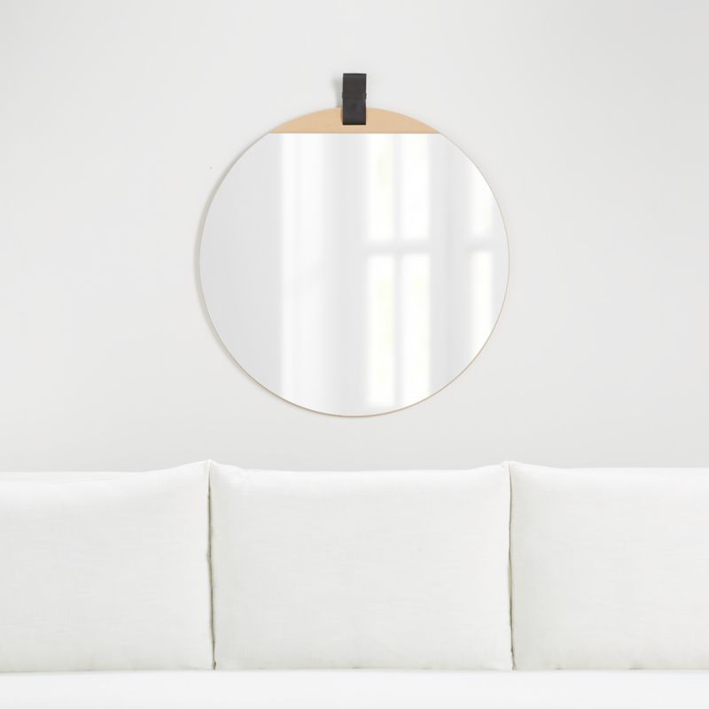 Remy Black Leather and Wood Wall Mirror 30" added by Spoak Member