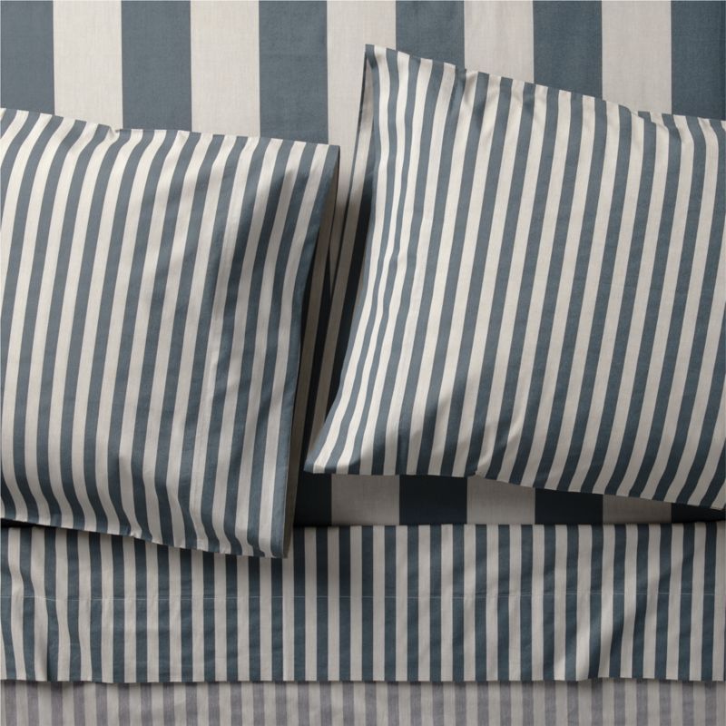 Riviera Slate Blue and Oatmeal Stripe Organic Cotton Kids Full Sheet Set added by Spoak Member