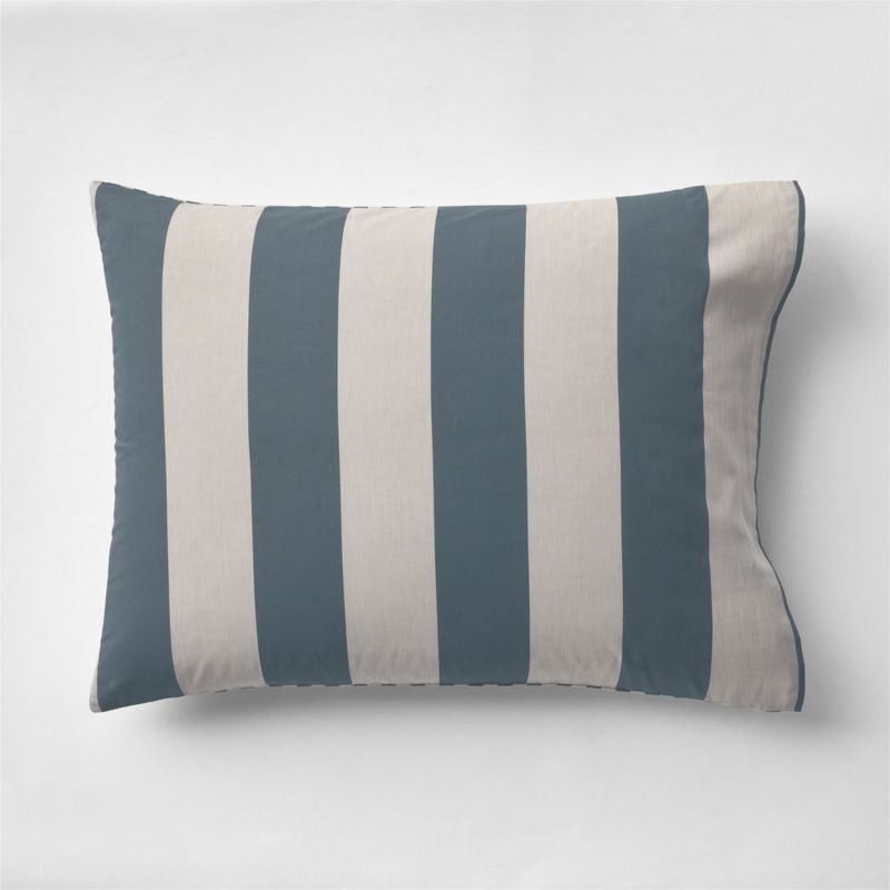 Riviera Slate Blue and Oatmeal Reversible Stripe Organic Cotton Kids Pillow Sham added by Spoak Member