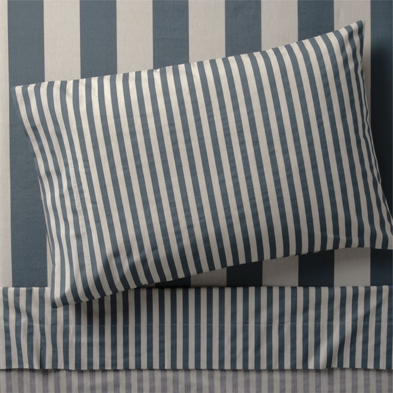 Riviera Slate Blue and Oatmeal Stripe Organic Cotton Kids Twin Sheet Set added by Spoak Member