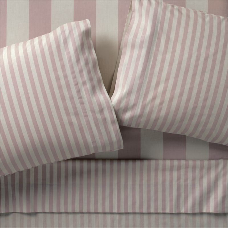 Riviera Plum Rose and Oatmeal Stripe Organic Cotton Kids Queen Sheet Set added by Spoak Member