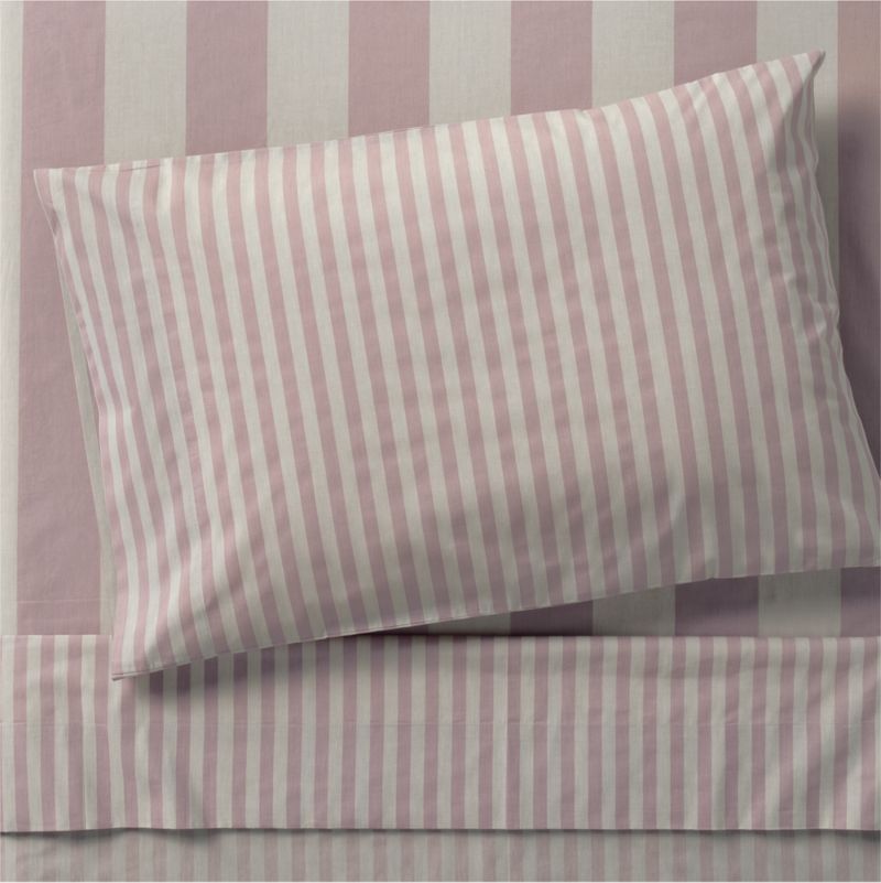 Riviera Plum Rose and Oatmeal Stripe Organic Cotton Kids Twin Sheet Set added by Spoak Member