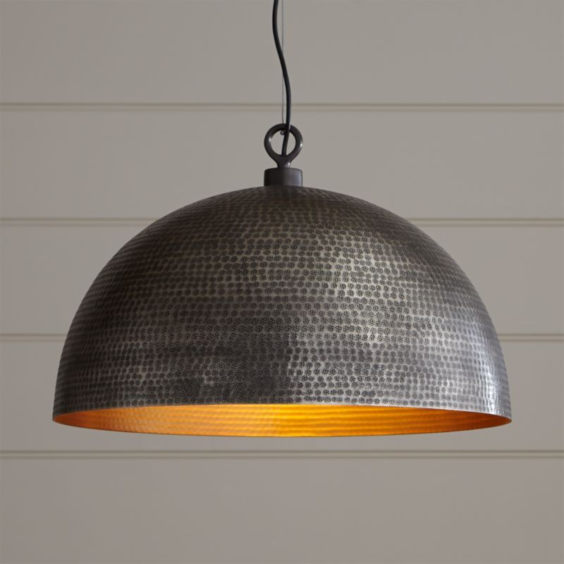 Rodan Hammered Antique Pewter Metal Dome Pendant Light added by Spoak Member