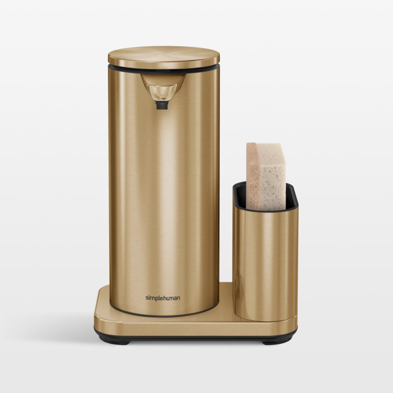 Simplehuman 14oz Sensor Pump, Touch-free Hand Soap Dispenser with Sponge Caddy, Brass Steel added by Spoak Member