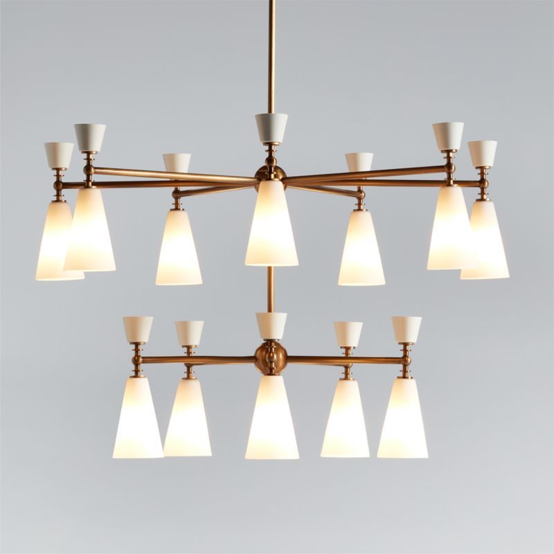 Saintes Oversized Two-Tiered Brass Mid-Century Chandelier Light added by Spoak Member