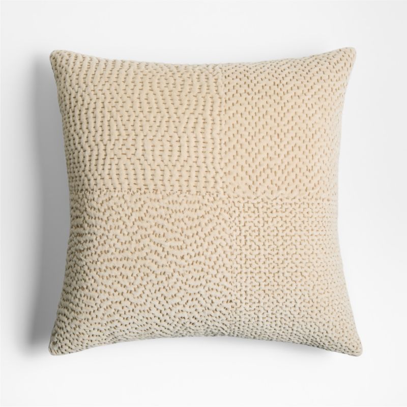 Sashiko Organic Cotton Velvet 20x20 Travertine Beige Throw Pillow with Feather Insert added by Spoak Member