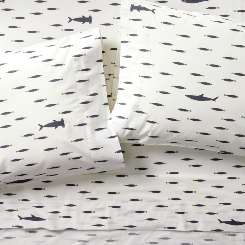 Stay Cool Shark School Organic Cotton Percale Kids Full Sheet Set added by Spoak Member