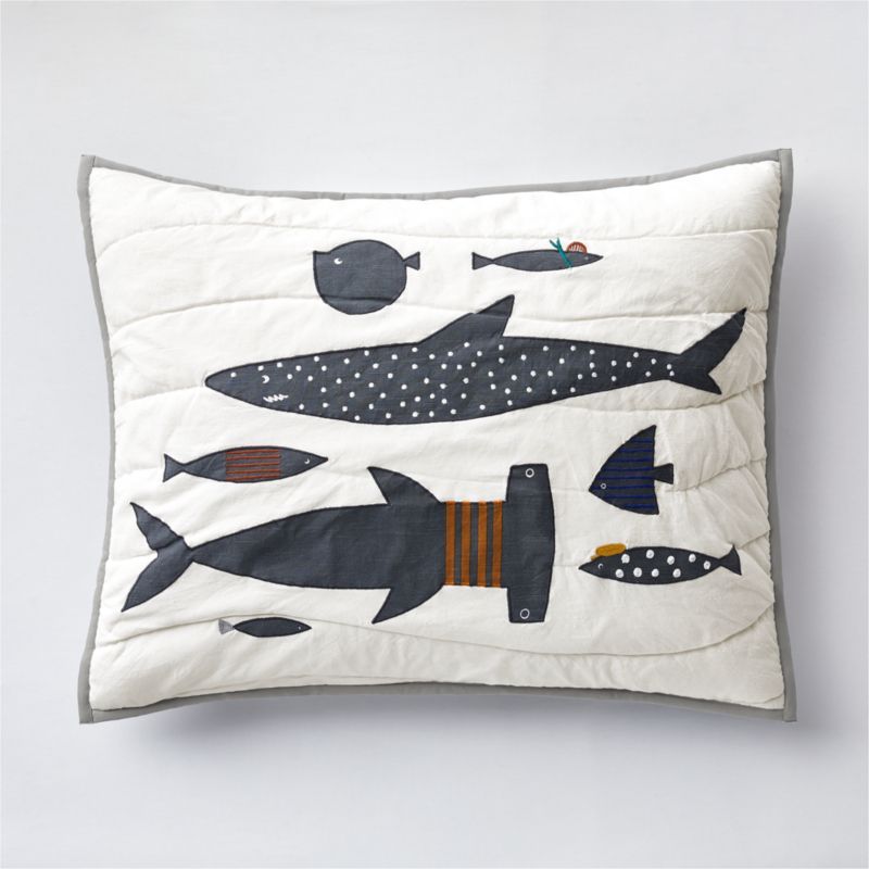 Shark School Embroidered Cotton Kids Pillow Sham added by Spoak Member