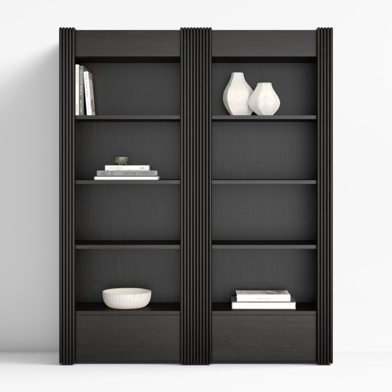 Siena 84" Black Wood 4-Shelf Storage Bookcase with Drawer, Set of 2 added by Spoak Member