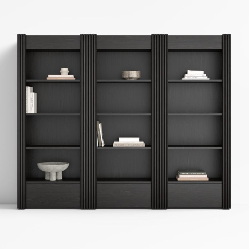 Siena 84" Black Wood 4-Shelf Storage Bookcase with Drawer, Set of 3 added by Spoak Member