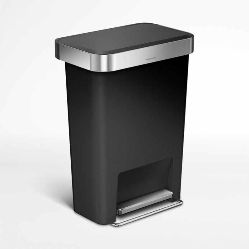 Simplehuman 45 Liter Rectangular Kitchen Trash Can with Liner Pocket, Black Plastic added by Spoak Member