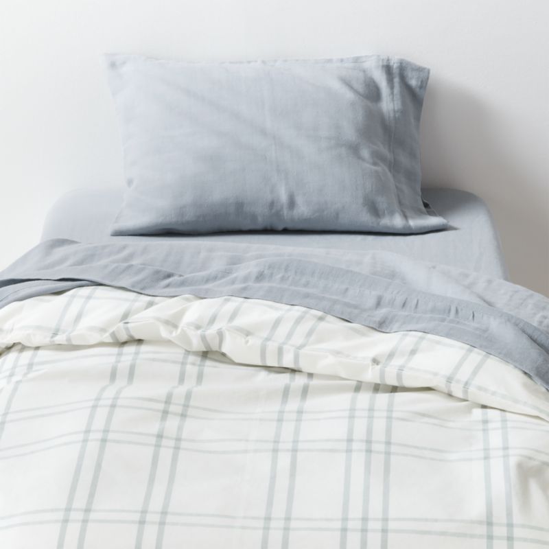 Stax Mist Blue Yarn-Dyed Organic Cotton Toddler Duvet Cover added by Spoak Member