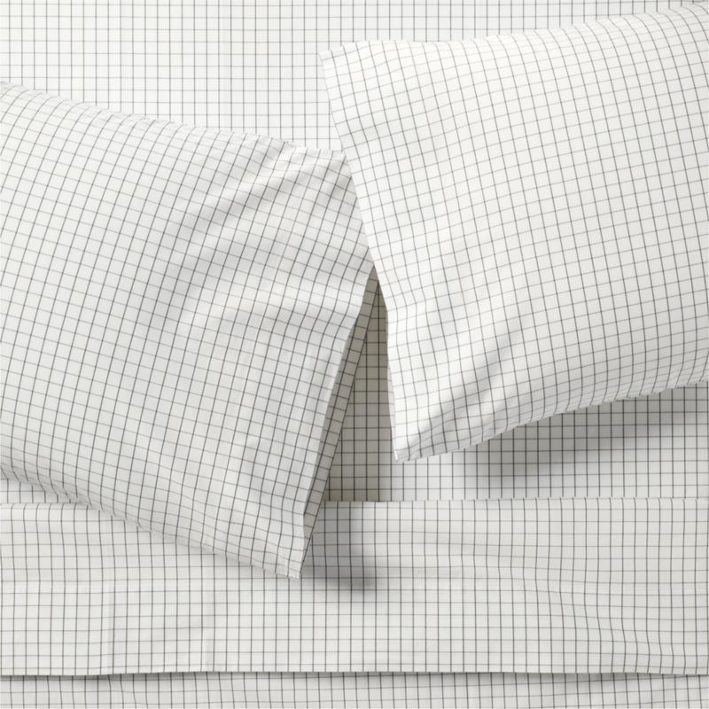 Stax Mini Grid Grey Yarn-Dyed Organic Cotton Kids Queen Sheet Set added by Spoak Member