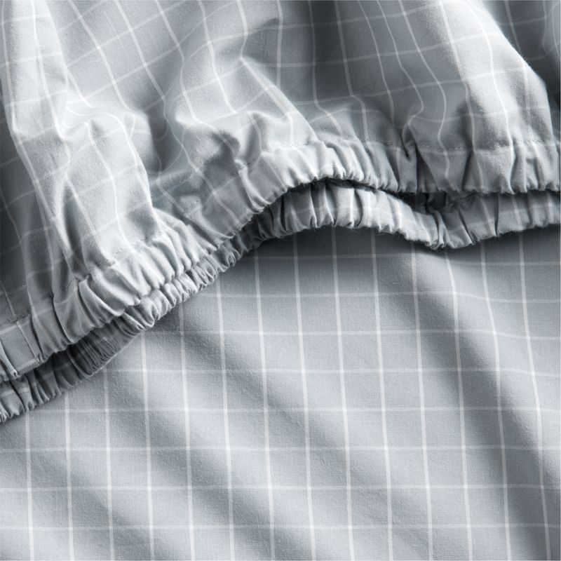Stax Mini Grid Mist Blue Yarn-Dyed Organic Cotton Baby Crib Fitted Sheet added by Spoak Member