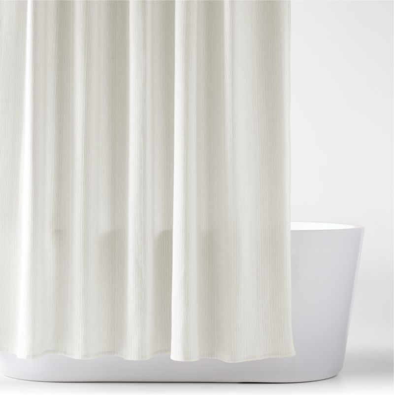 Stripe Matelassé Crisp White and Natural Taupe Shower Curtain added by Spoak Member