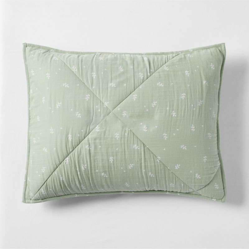 Supersoft Muted Teal Leaf Print Cotton Gauze Kids Quilted Pillow Sham added by Spoak Member