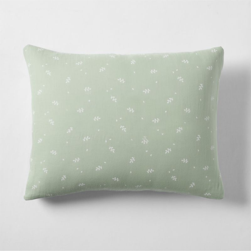 Supersoft Muted Teal Leaf Print Organic Cotton Gauze Kids Pillow Sham added by Spoak Member