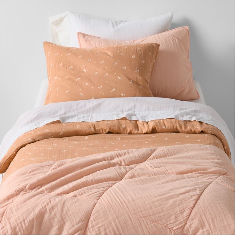 Supersoft Terracotta Leaf Print Organic Cotton Gauze Kids Full/Queen Duvet Cover added by Spoak Member