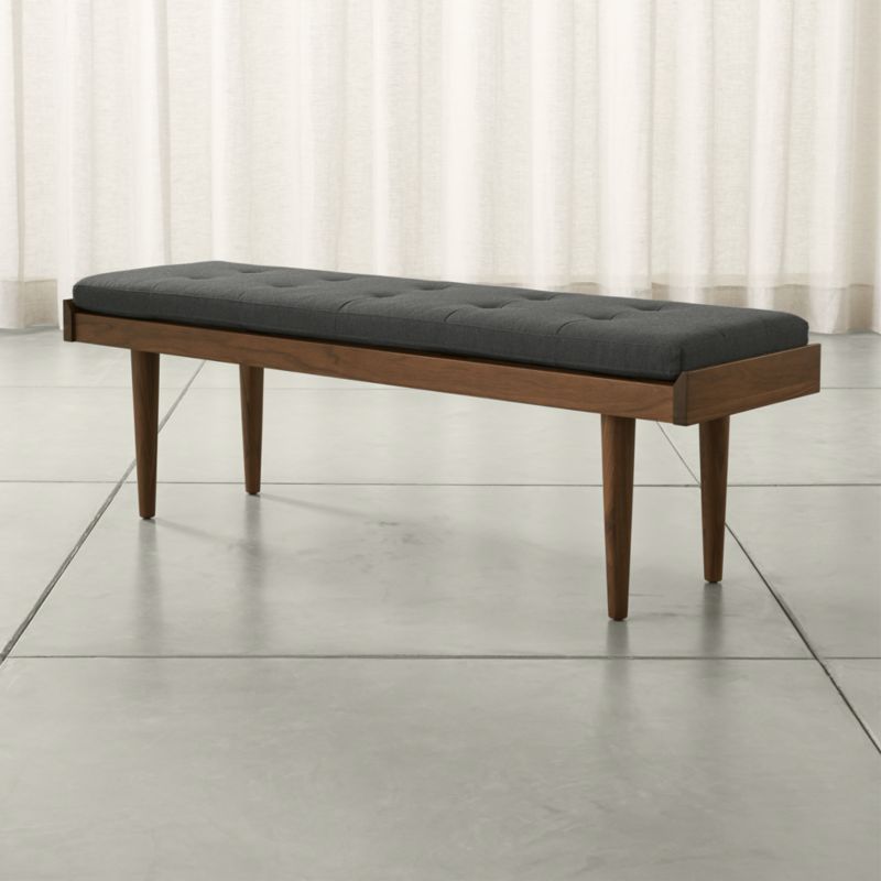 Tate Walnut Slatted Bench with Charcoal Cushion added by Spoak Member