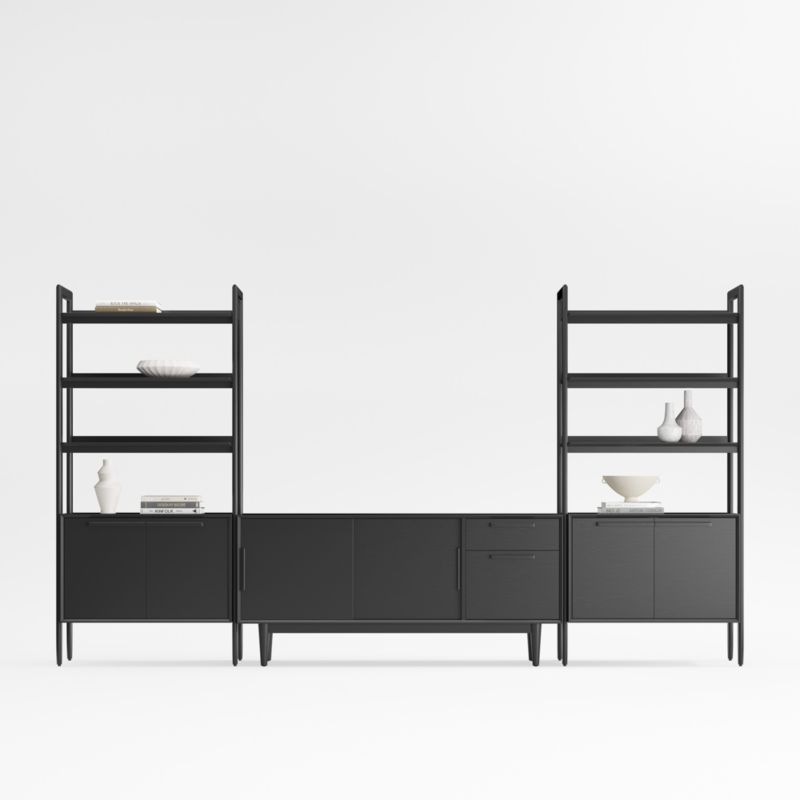 Tate 136.5" Black Wood Storage Media Console and Bookcase Set added by Spoak Member