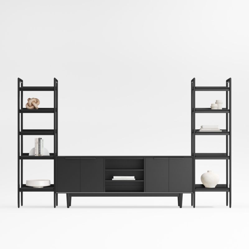 Tate 124" Black Wood Storage Media Console and Bookshelf Set added by Spoak Member