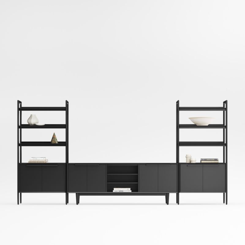 Tate 152" Black Wood Storage Media Console and Bookcase Set added by Spoak Member