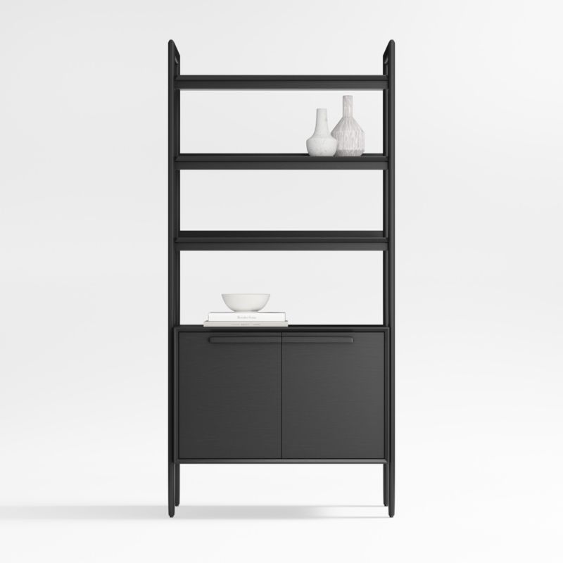 Tate 36" Black Wood 3-Shelf Storage Bookcase Cabinet added by Spoak Member