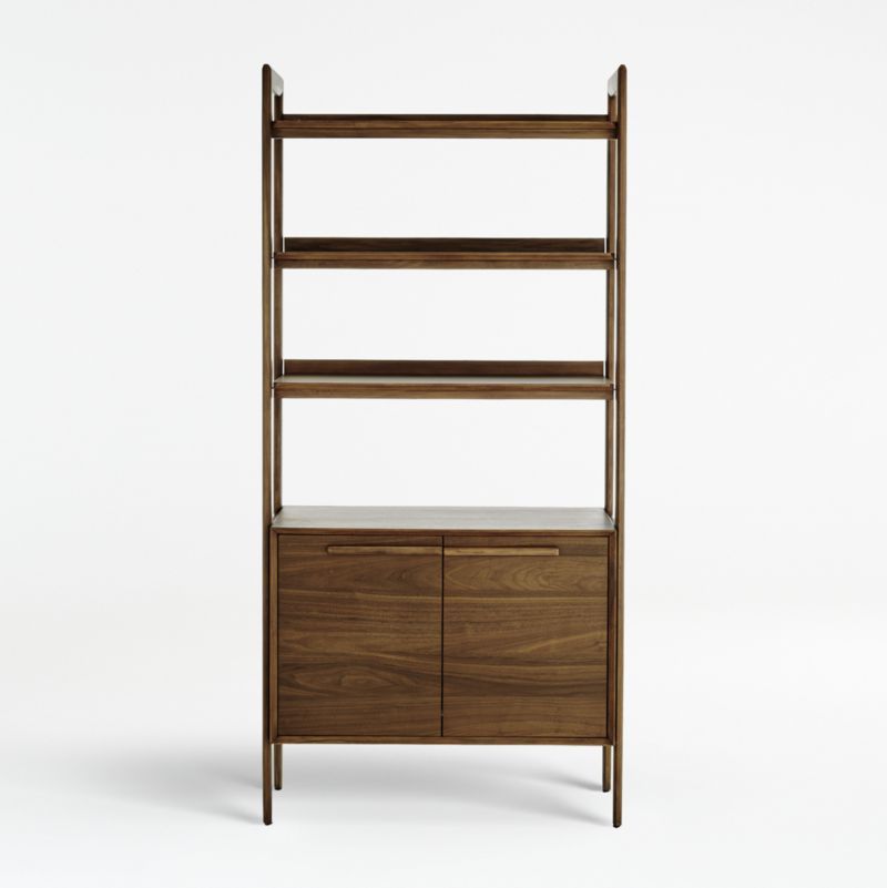 Tate Walnut Wood 3-Shelf Storage Bookcase Cabinet added by Spoak Member