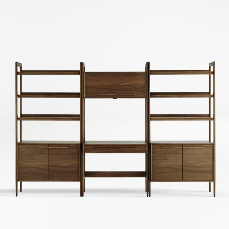 Tate 108" Walnut Bookcase Desk with Outlet Set added by Spoak Member