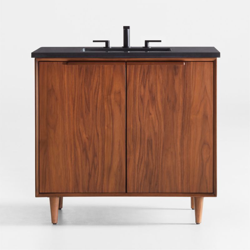 Tate 36" Black Granite Top Single Sink Vanity with Walnut Wood Doors added by Spoak Member