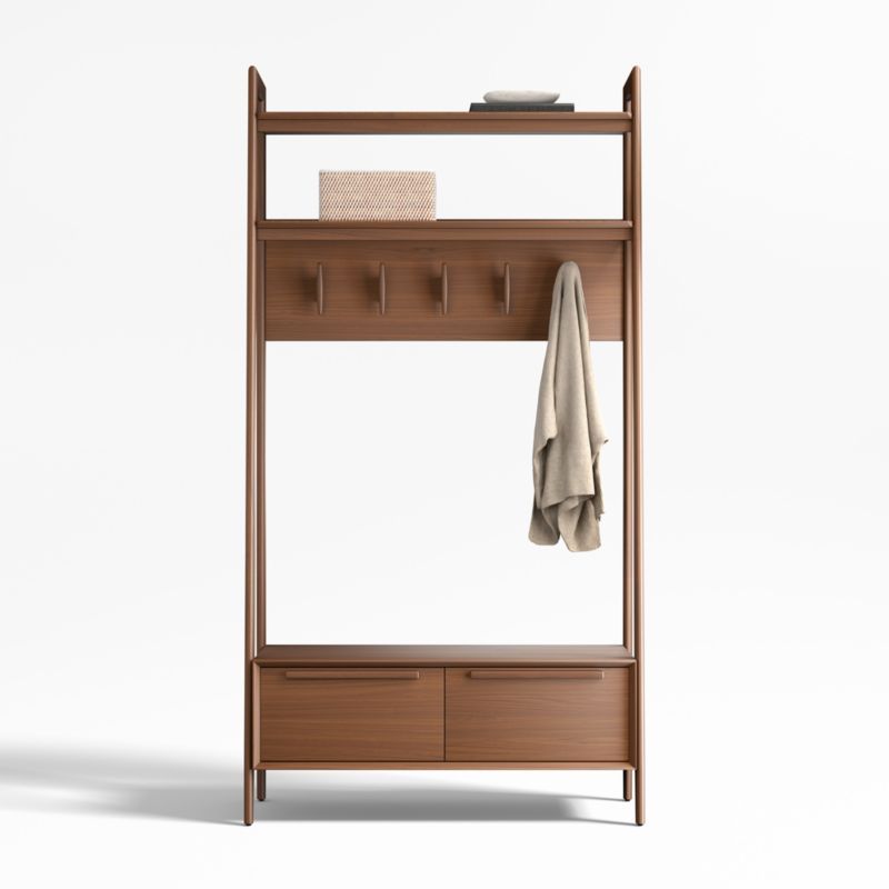 Tate 44" Walnut Wood Hall Tree with Bench and Shoe Storage added by Spoak Member