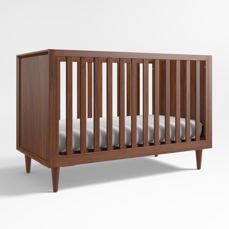 Tatum Walnut Mid-Century Wood Convertible Baby Crib with Toddler Bed Rail added by Spoak Member