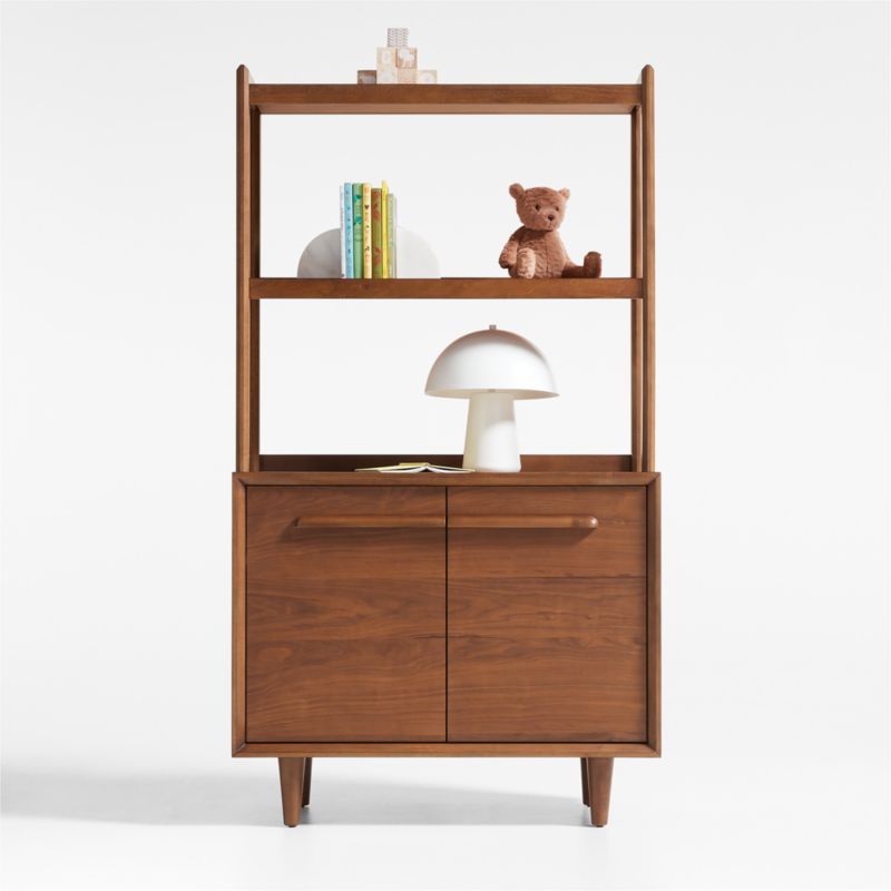 Tatum Walnut Wood 2-Door Kids Storage Bookcase with Hutch added by Spoak Member