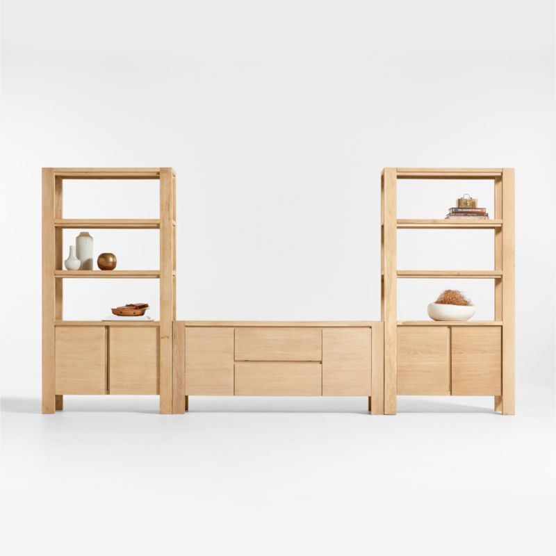 Terra 68" Natural Oak Wood Storage Media Console with 2 Bookcases added by Spoak Member