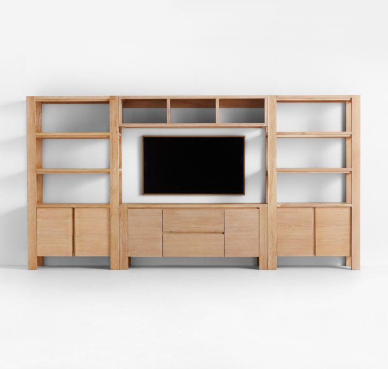 Terra Natural White Oak Wood Storage Media Console with 2 Bookcases added by Spoak Member