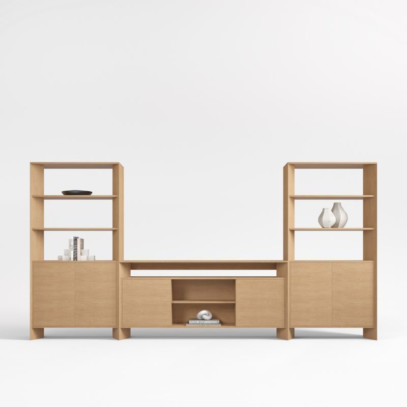 Terrazza 72" Natural Solid Oak Wood Storage Media Console with 2 Storage Bookcases added by Spoak Member