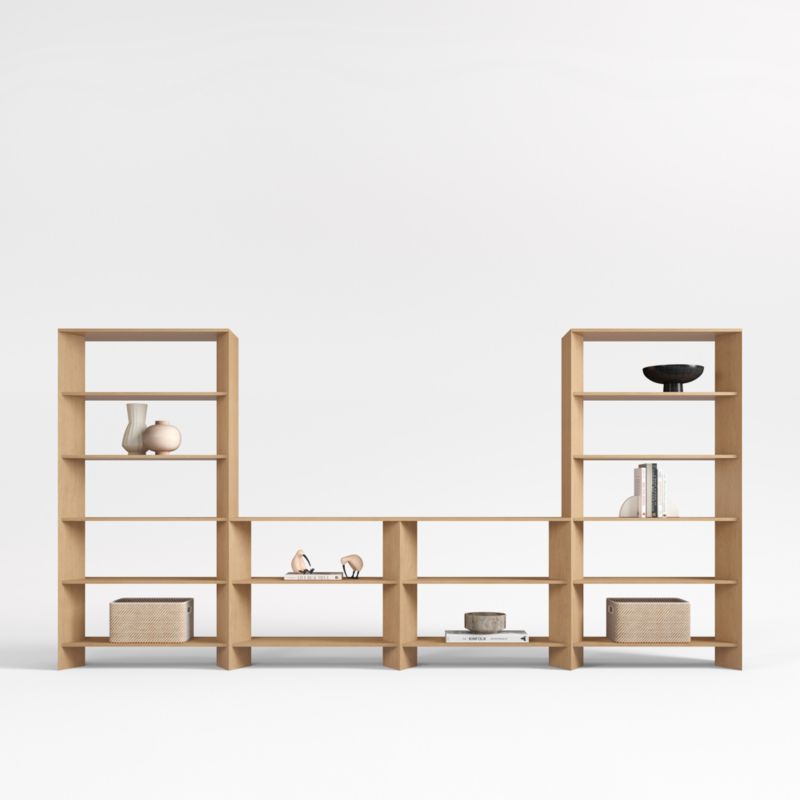Terrazza 76" Natural Solid Oak Wood Open Media Console with 2 Open Bookcases added by Spoak Member