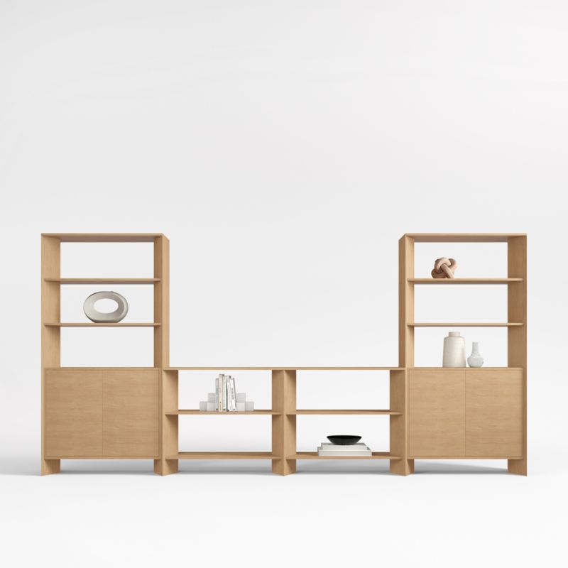 Terrazza 76" Natural Solid Oak Wood Open Media Console with 2 Storage Bookcases added by Spoak Member